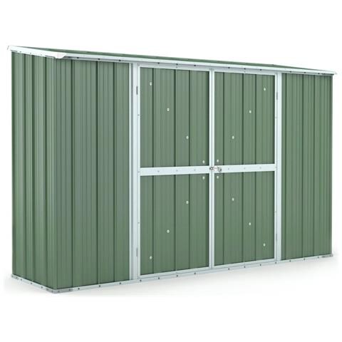 Box In Acciaio Zincato Casetta Attrezzi Giardino 307x100cm X H1.92m - 75kg - 3.07mq - Verde - Foto 1