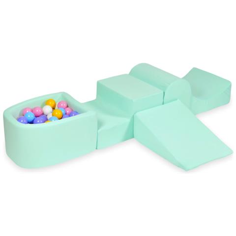 Foam Speelset Met Heuvel En Met Micropool Mint Met Ballen 100 Stuks (lichtblauw, Geel, Geme Leerd, Poederroze, Wit) - Foto 1