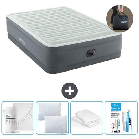 Set Materassino Gonfiabile - 191x137x46 Cm - Grigio - Include Accessori Coordinati Cb15 - Foto 1