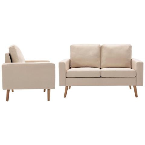 Set Divani 2 Pz In Tessuto Crema - Foto 2