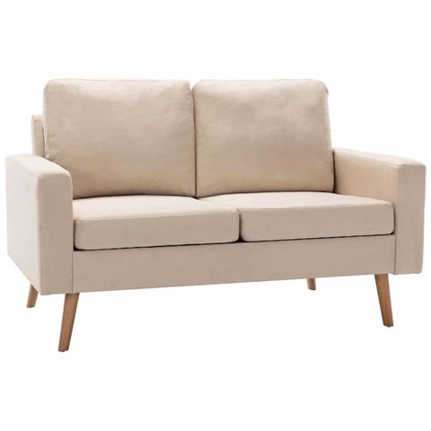 Set Divani 2 Pz In Tessuto Crema - Foto 1