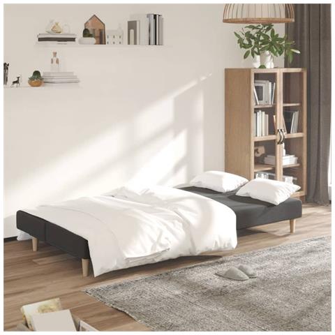 Divano Letto A 2 Posti Grigio Scuro In Tessuto - Foto 2