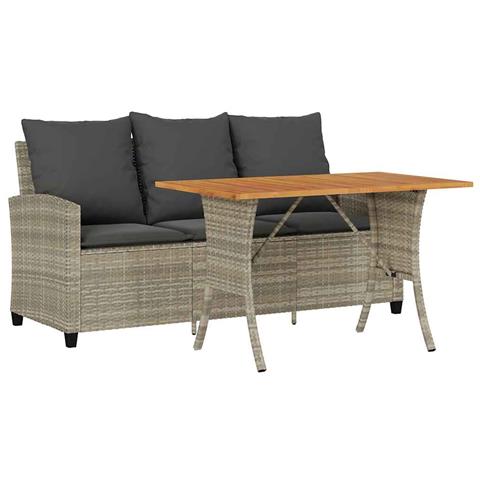 Divano 3 Posti con Cuscini e Tavolo Grigio Chiaro Polyrattan - Foto 1