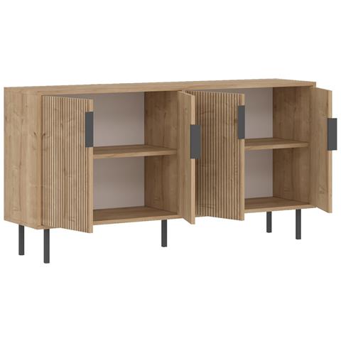 Ciaro Credenza Scanalata Con 4 Ante Effetto Legno 150x75cm - Foto 2
