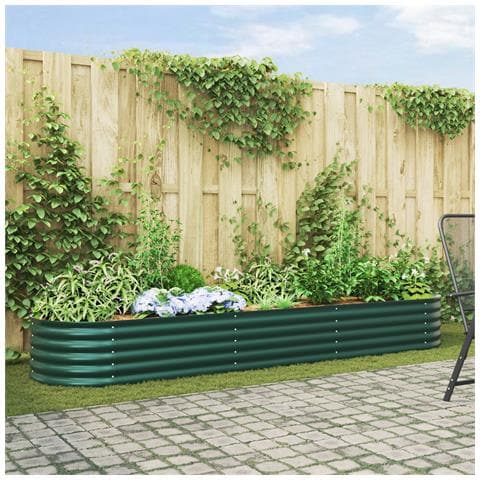 Letto da Giardino Rialzato Verde 320x80x44 cm in Acciaio Galvanizzato - Foto 2