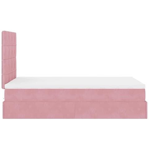 Struttura Letto Pouf con Materasso Rosa 120x200 cm Velluto - Foto 9