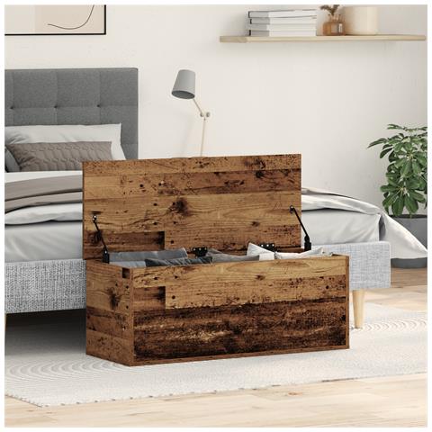 Cassa di Stoccaggio in Legno Riciclato 90x35x35 cm in Legno Ingegnerizzato - Foto 2