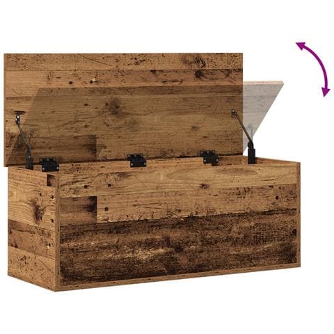 Cassa di Stoccaggio in Legno Riciclato 90x35x35 cm in Legno Ingegnerizzato - Foto 9