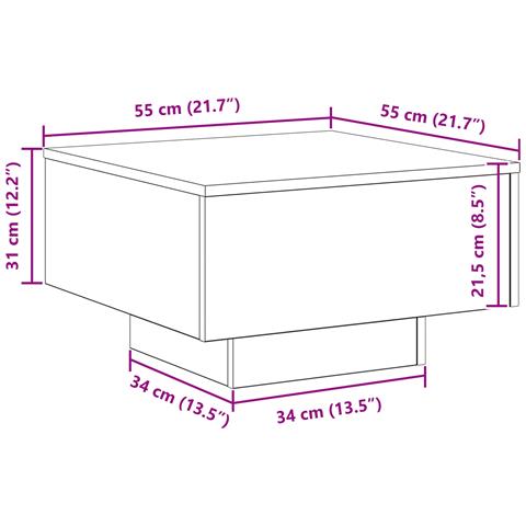Tavolino da caffè in legno ingegnerizzato nero 55x55x31 cm - Foto 9