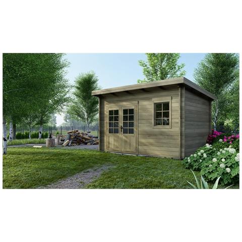 Casetta Da Giardino In Legno - 12m2 - 4x3m - Impregnata - 40mm - Colore: Verde - Foto 1