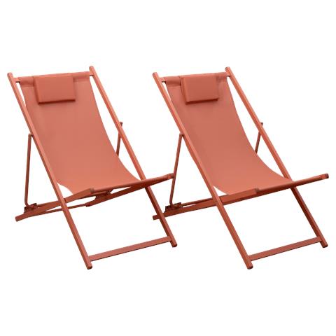 Set Di 2 Sedie Cyprus - Struttura In Terracotta Textilene /terracotta - Foto 1