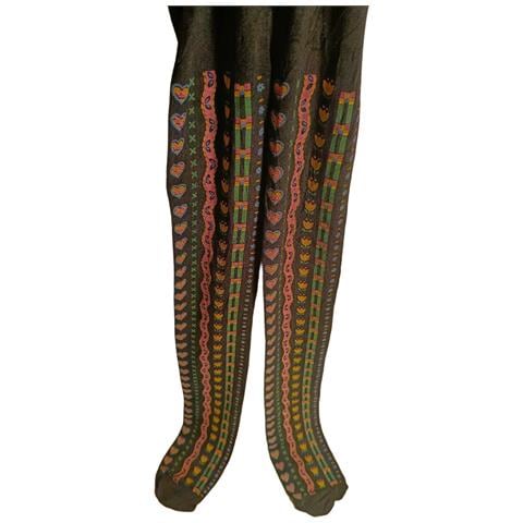 Collant Da Ragazza Neri Con Fiori E Cuori Taglia 128-134 Cm - Foto 2