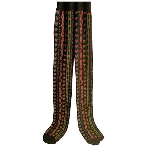 Collant Da Ragazza Neri Con Fiori E Cuori Taglia 128-134 Cm - Foto 1