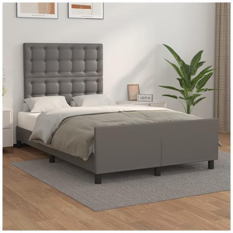 Giroletto senza Materasso Grigio 120x190 cm Similpelle - Foto 2