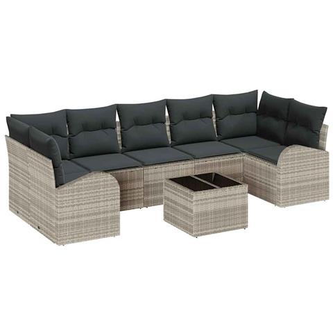 Set Divano da Giardino 8 pcs Grigio chiaro e grigio scuro - Foto 1