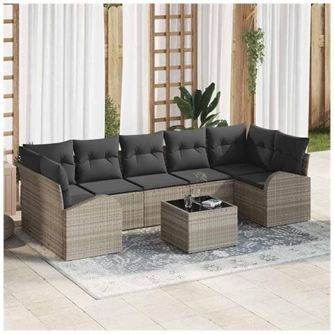 Set Divano da Giardino 8 pcs Grigio chiaro e grigio scuro - Foto 2