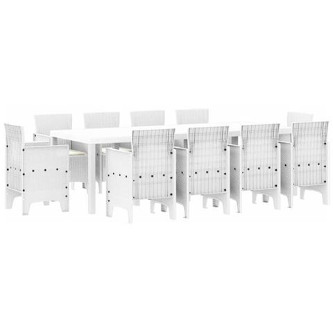 Set da Pranzo per Giardino 11 pcs Bianco Rattan Polt - Foto 1