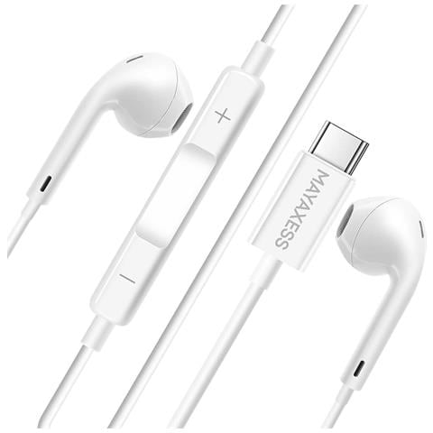 Cuffie Cablate Usb-c Per Galaxy S25 Edge Con Microfono Integrato, Bianco - Foto 1