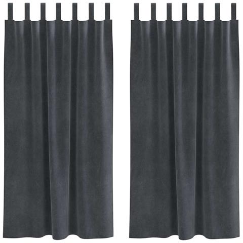 Tende con tende 2 pcs Grigio chiaro 140 x 175 cm Velluto - Foto 1