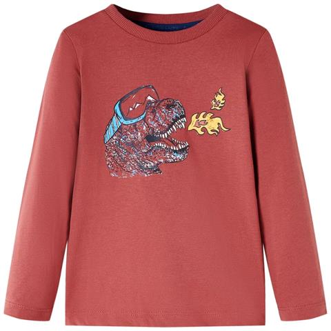 Maglietta Bambino Maniche Lunghe Rosso Bruciato 128 - Foto 1