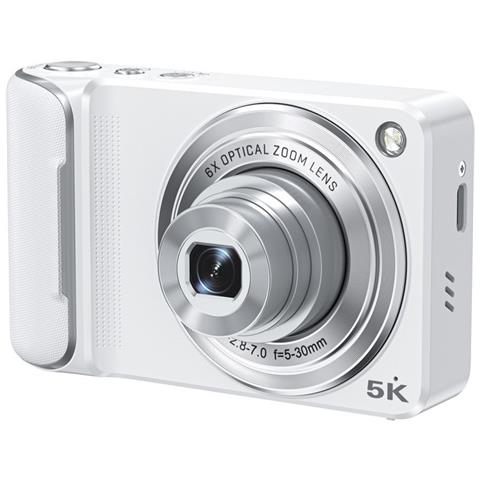 Fotocamera Digitale Con Zoom Ottico 6x - Mini Videocamera Hd Selfie A Doppia Lente Con Touchscreen White - Foto 1
