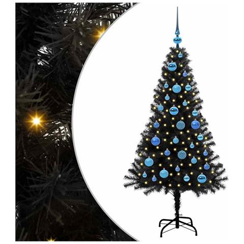 Albero di Natale con 150 LED con supporto Nero 150 cm PVC - Foto 1