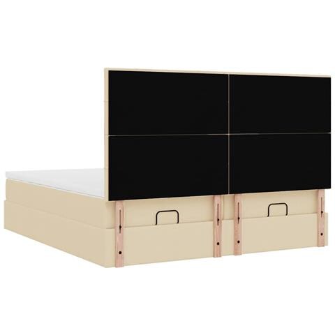 Struttura Letto Pouf con Materassi Crema 160x200 cm in Tessuto - Foto 9