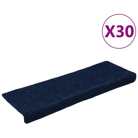 Tappetini per scale autoadesivi 30 pz 65x21x4 cm blu navy bordo rettangolare - Foto 1