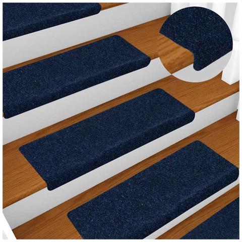 Tappetini per scale autoadesivi 30 pz 65x21x4 cm blu navy bordo rettangolare - Foto 2