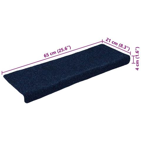 Tappetini per scale autoadesivi 30 pz 65x21x4 cm blu navy bordo rettangolare - Foto 8