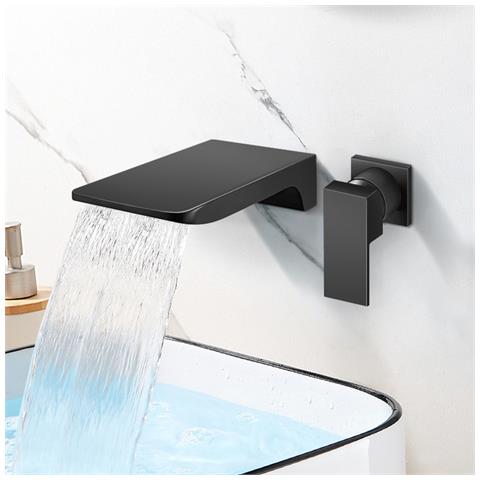 Rubinetto per lavabo da bagno, Blackswan, tipo M207, modello a cascata nero opaco, misura 18 cm - Foto 4