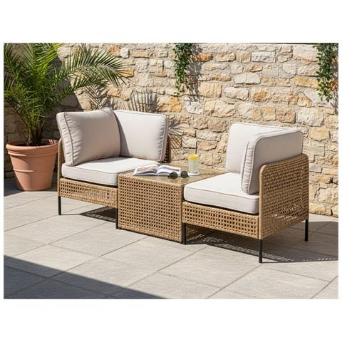 Divano Da Giardino Con Tavolo 2 Posti Omegana Beige Chiaro - Foto 1