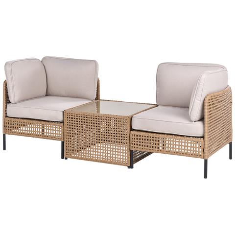 Divano Da Giardino Con Tavolo 2 Posti Omegana Beige Chiaro - Foto 2
