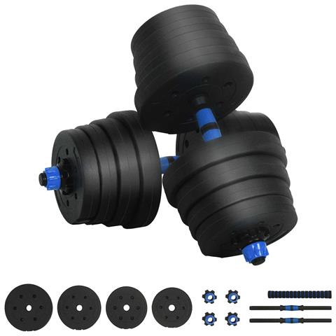 Set Manubri e Bilanciere 2-in-1 30kg Nero e Blu - Foto 1