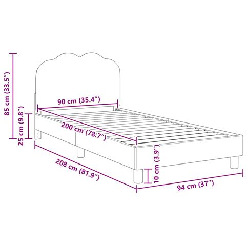 Struttura letto bambini con testata Grigio chiaro 90 x 200 cm - Foto 9