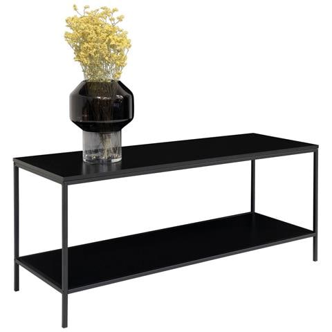 Mobile Tv Vita A 2 Ripiani In Nero Con Struttura In Acciaio, 100×36×45 Cm - Foto 1