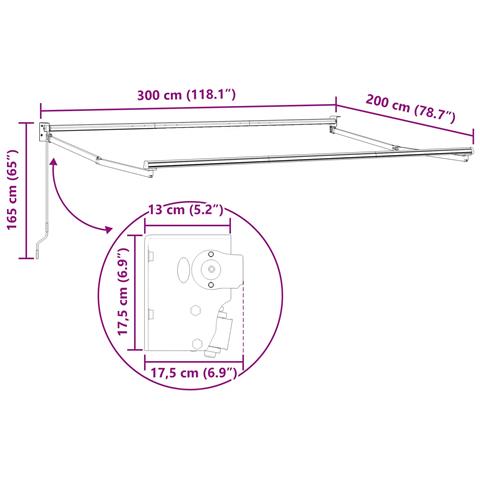 Telaio per tende da sole retrattile manuale Antracite 3 x 2 m - Foto 8