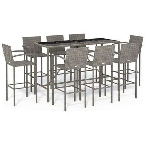 Set da Bar da Giardino 9pz Grigio in Polyrattan - Foto 1