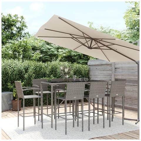 Set da Bar da Giardino 9pz Grigio in Polyrattan - Foto 2