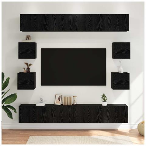 Set mobile TV 8 pcs 100 x 30 x 30 cm Rovere Nero - Foto 2