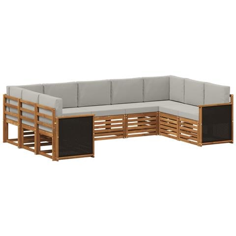 Set divano sezionale con cuscino 7 pcs Naturale e Grigio Chiaro - Foto 1