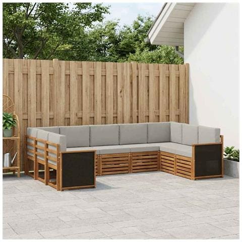 Set divano sezionale con cuscino 7 pcs Naturale e Grigio Chiaro - Foto 2