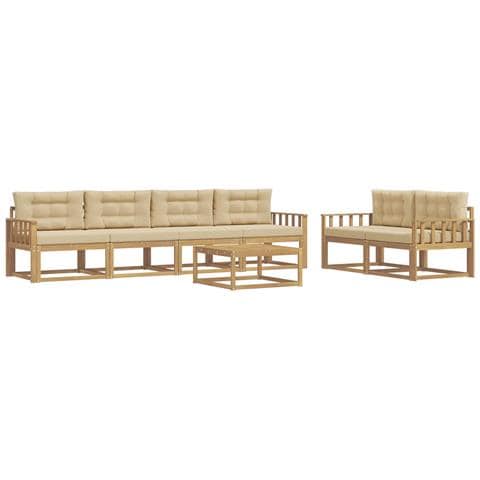 Set di divani da esterno con cuscino 6 pcs Bianco e Beige - Foto 1