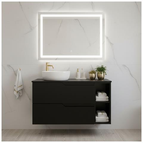Mobiletto, Beige e marrone, 120 cm, Con piano, 4 cassetti, Sospeso, Frontali in MDF, MODERNO - Foto 2