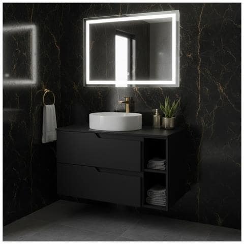Mobiletto, Beige e marrone, 120 cm, Con piano, 4 cassetti, Sospeso, Frontali in MDF, MODERNO - Foto 5