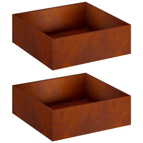 Vaso da giardino 2 pz Ruggine 60 x 60 x 20 cm Acciaio Corten - Foto 1