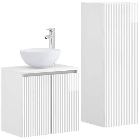 Set di mobili per il bagno 2 pz Bianco Lucido - Foto 1