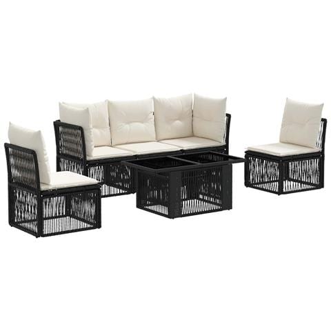 Set Divano da Giardino 6 pz Nero polyrattan - Foto 1