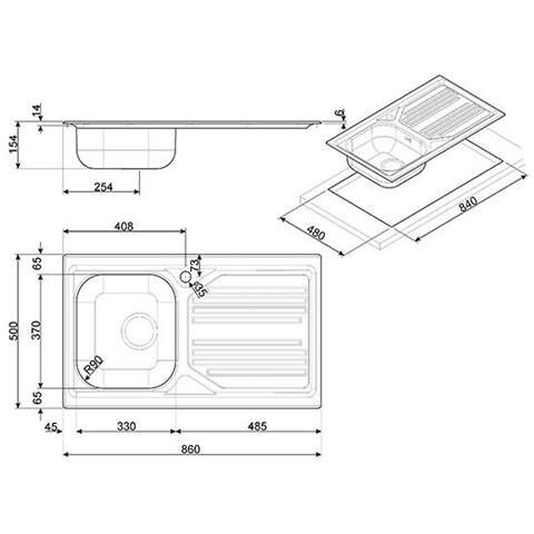Lavello LYP861S 1 Vasca Dimensione 33 x 37 cm Colore Acciaio Inox - Foto 3