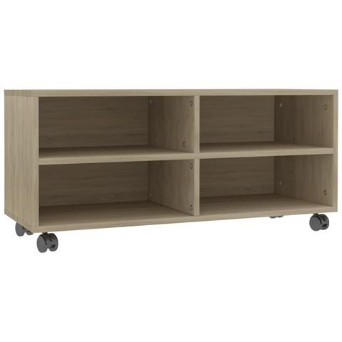 Mobile TV con Ruote Rovere Sonoma 90x35x35 cm Legno Multistrato - Foto 2